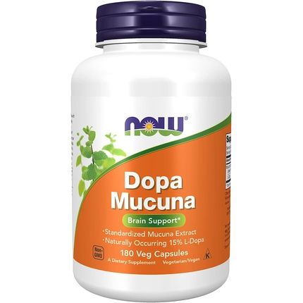 Now Dopa Mucuna Standardized Mucuna Extract With Naturally Occurring 15% L-Dopa 180 Veg Capsules