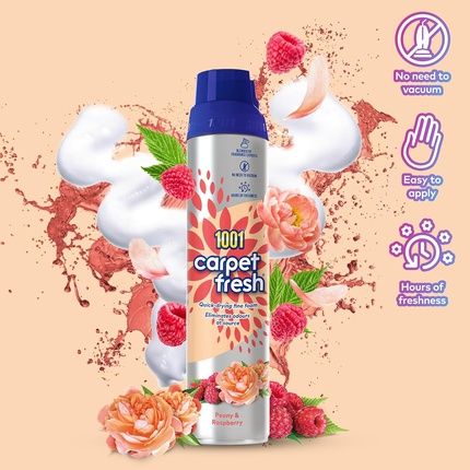 1001 Carpet Fresh Peony & Raspberry Limited-Edition Spring/Summer Fragrance For Instant Odor Elimination And Lasting Freshness Quick Drying 300Ml Spray Can New Spring Edition 300Ml