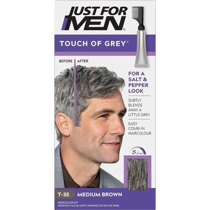 Just For Men Touch Of Grey Medium Brown Hair Dye No Mix Comb-In Applicator For A Natural Salt & Pepper Look Ammonia & Peroxide Free 1 Count