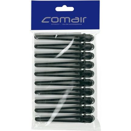 Comair Hair Clips Plastic/Aluminium Black - Pack Of 10