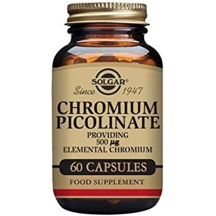 Solgar Chromium Picolinate 500Mcg Vegetable Capsules Balancing Blood Glucose And Supporting Metabolism 60 Capsules