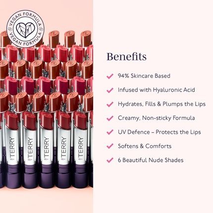 By Terry Hyaluron Hydra-Balm Moisturizing Lipstick For Soft, Plump Lips With Uv Protection, Adds Color And Shine, Vegan 2 Nudissimo - Image 3