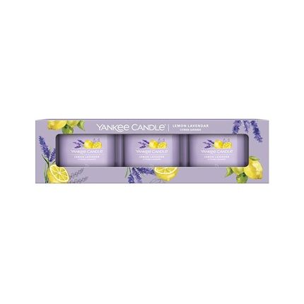 Yankee Candle Set Of Votive Candles In Glass Lemon Lavender - 3 X 37 Grams