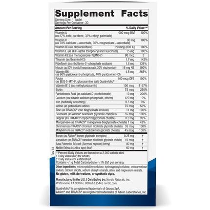 Nordic Naturals Men'S Multivitamin One Daily For Bone Energy And Blood Vessel Health