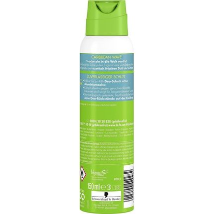 Caribbean Wave Deodorant Spray With Exotic Fresh Lemon Fragrance 150Ml
