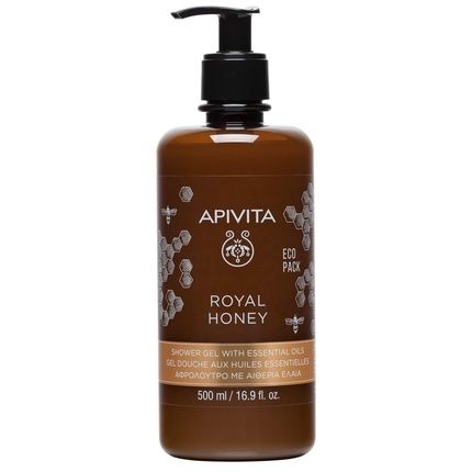 Apivita Royal Honey Creamy Shower Gel With Essential Oils 16.9 Fl.Oz. For Dry Skin With Honey & Propolis Extract
