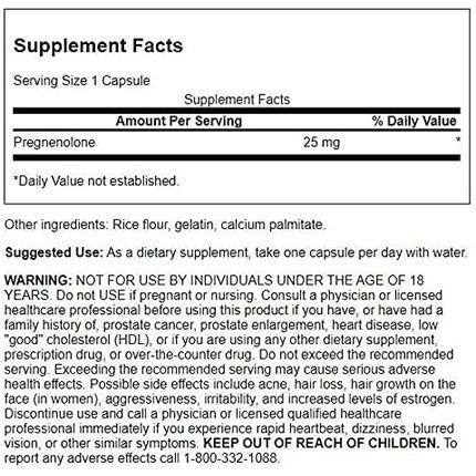 Swanson High Potency Pregnenolone 25Mg 60 Capsules - Image 3