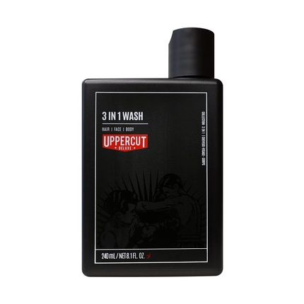 Uppercut Deluxe 3 In 1 Wash For Hair, Face And Body With Coconut Oil And Bay Rum Fragrance 240Ml