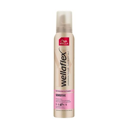 Wellaflex Sensitive Strong Hold Foam - Perfume-Free Hair Foam For 24H Flexible Hold Without Clumping - With Uv Protection And Hair Taming Complex With Macadamia Oil 200Ml