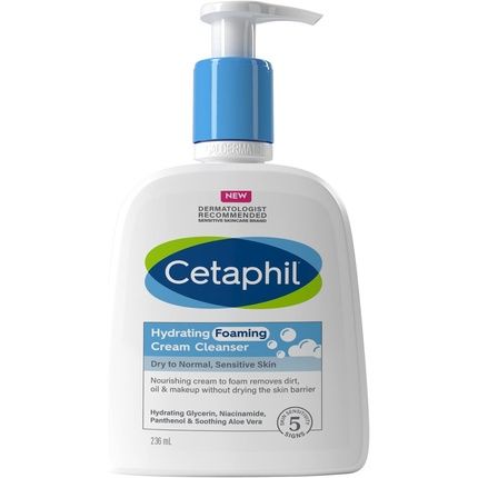 Cetaphil Hydrating Foaming Cream Cleanser 236Ml Face Wash With Niacinamide For Normal Dry Or Sensitive Skin Vegan-Friendly