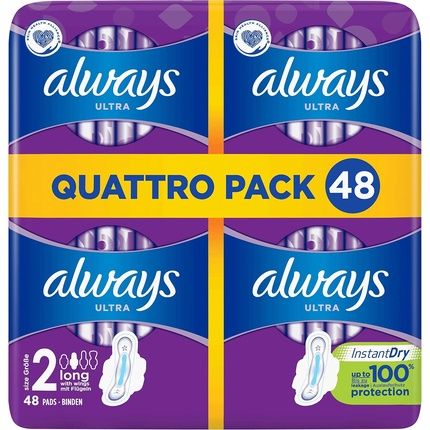 Always Ultra Long Size 2 Sanitary Towels With Wings 48 Pads Super Absorbent