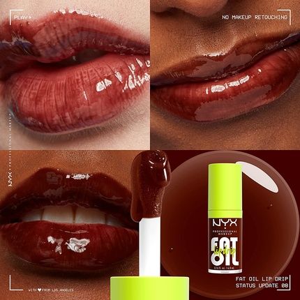 Nyx Professional Makeup Fat Oil Lip Drip Moisturizing Vegan Tinted Lip Gloss - Status Update Rich Chocolate - Image 3