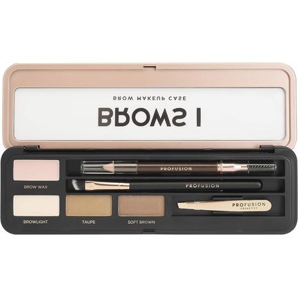 Profusion Cosmetics Eyebrow Pro Makeup Case Light Medium Multicolour
