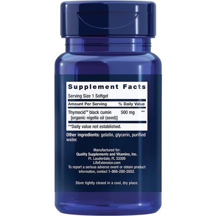 Life Extension Black Cumin Seed Oil 500Mg Immune Support & Inflammation Management Supplement 60 Softgels
