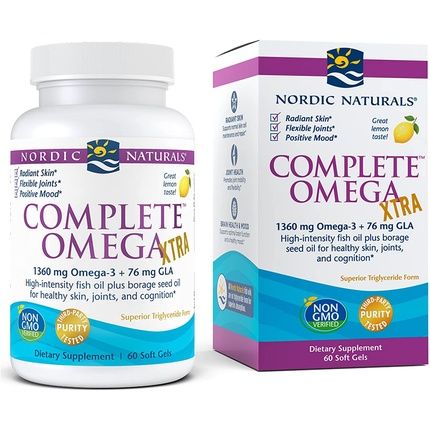 Nordic Naturals Complete Omega Xtra 1360Mg Lemon Flavored Softgels 60 Count