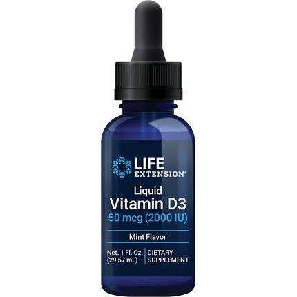 Life Extension Liquid Vitamin D3 50Mcg (2000Iu) Mint Flavored Drops 1 Fl. Oz. - 850 Servings