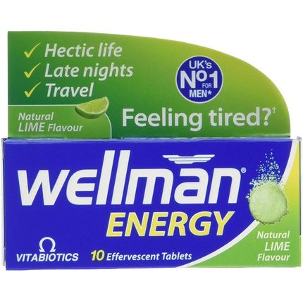 Vitabiotics Wellman Energy Lime Effervescent Tablets 10