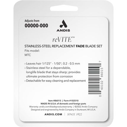 Andis 86015 Revite Fade Clipper Replacement Stainless Steel Blade - Image 3
