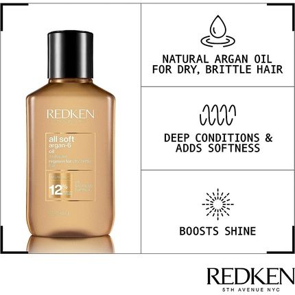 Redken All Soft Argan 6 Oil Hair Mask For Dry And Brittle Hair 111Ml - Image 3