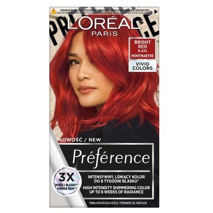 L'Oreal Preference Vivid Colors Hair Dye 8.624 Bright Red