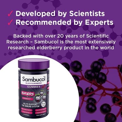 Sambucol Natural Black Elderberry Kids Gummies With Vitamin C 30 Gummies