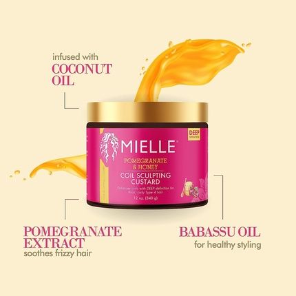 Mielle Organics Pomegranate & Honey Coil Sculpting Custard For Curly Type 4 Hair 340G - Image 3