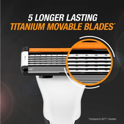 Bic Hybrid 5 Flex Refillable Men'S Razor Kit With Nano-Tech Titanium 5-Blade Refills - 3 Piece Set