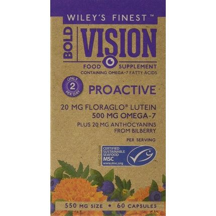 Wiley'S Finest Bold Vision Eye Health And Vision Supplement With Lutein, Zeaxanthin, Bilberry, Omega-7, Astaxanthin, Vitamin E And Zinc 60 Capsules