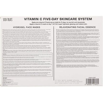 Skin Treats Vitamin C Five-Day Skincare System 7 Pieces Gift Set: 2 Hydrogel Face Mask 120G - 5 Essence Ampoules