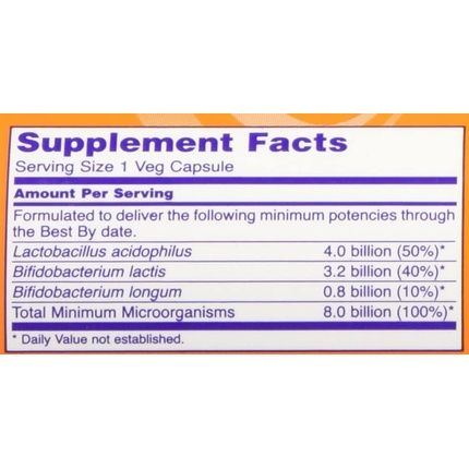 Now Foods 8 Billion Acidophilus & Bifidus Vegetarian Capsules 120 Count - Image 3
