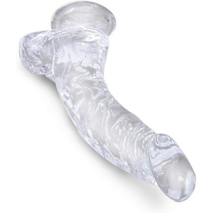 King Cock Clear Realistic Curved Penis With Balls 16.5Cm Transparent - Image 3