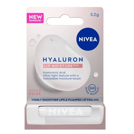 Nivea Hyaluron Lip Moisture Plus Sheer Rose Moisturizing Lip Balm - 5.2G