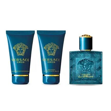 Versace Eros Eau De Toilette 50Ml With Shower Gel 50Ml And After Shave Balsam 50Ml