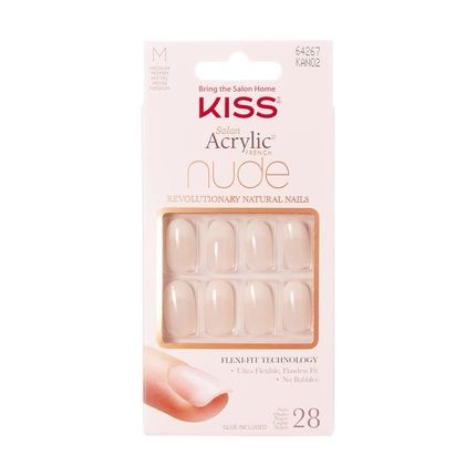 Kiss Salon Acrylic Nude French Nails Beige 28 Pieces