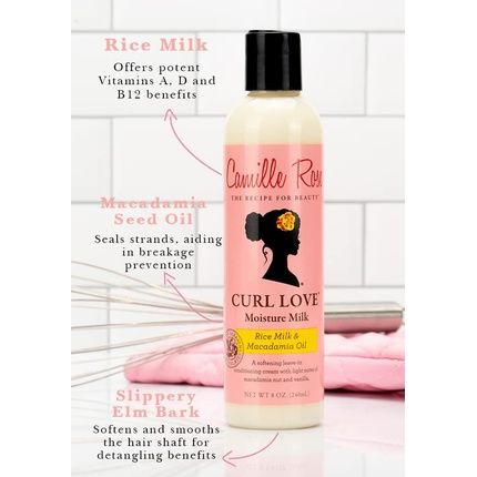 Camille Rose Curl Love Moisture Milk 240Ml Softening Leave-In Conditioner Macadamia Nut And Vanilla - Image 3