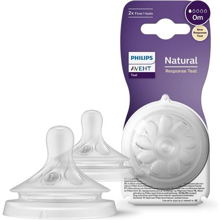 Philips Avent Natural Response Bottle Teat 2 X Baby Bottle Flow 1 Teats For Newborn Babies 0 Months Bpa Free