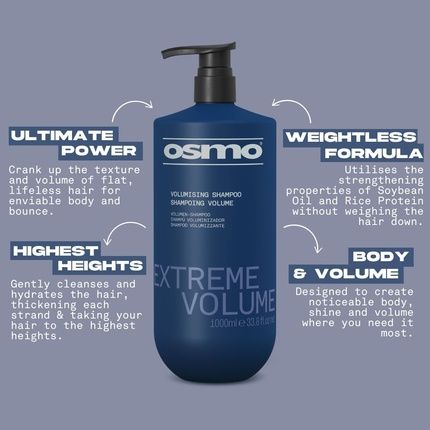 Osmo Extreme Volume Shampoo For Fuller Hair With Natural Proteins 1000Ml