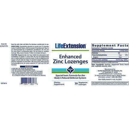 Enhanced Zinc Lozenges 30 Vegetarian Lozenges