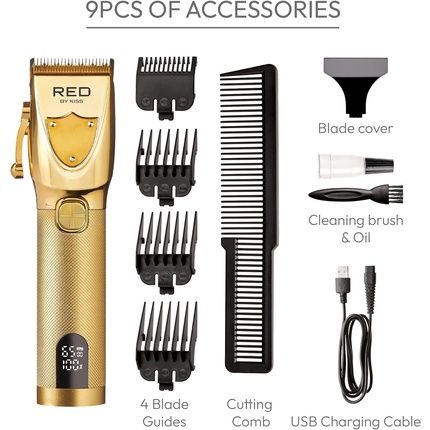Red By Kiss Cordless Hair Clippers Hair Trimmer For Professional Haircut Grooming Kit For Men Ultra Clean-Cut Clipper Cordless - Image 3