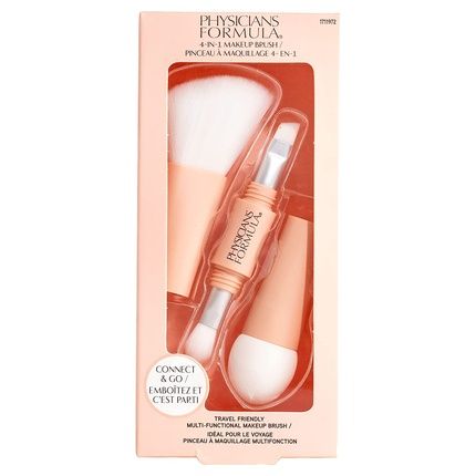 Physicians Formula 4-In-1 Makeup Brush Set For On-The-Go Application - Eyeshadow, Eyeliner/Brow, Bronzer/Brush, Foundation/Concealer Sponge
