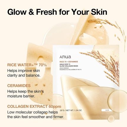 Anua Rice 70 Glow Collagen Overnight Face Mask For Glass Skin With Ceramide - Image 3