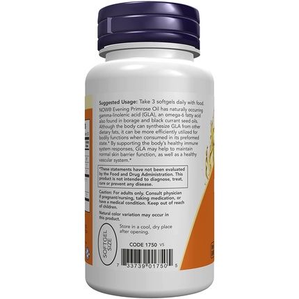 Now Evening Primrose Oil 500Mg With Naturally Occurring Gla 100 Softgels - Image 3