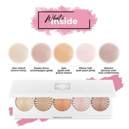 Ofra Cosmetics Ofraglow Signature Palette 5 Color Highlighter Palette With Mirror For Face Cheeks Eyes Illuminating Makeup Highlight With Warm Ivory Champagne Gold Pearl Pink Bronze Shades - Image 3