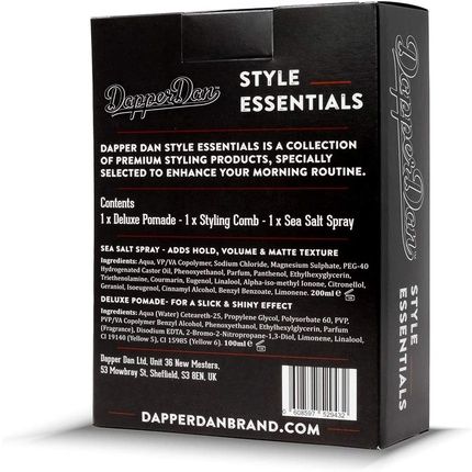 Dapper Dan Style Essentials Gift Pack With Deluxe Pomade, Sea Salt Spray, And Styling Comb - 3 Piece Set