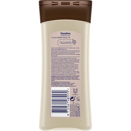 Vaseline Intensive Care Cocoa Radiant Body Oil With 100% Natural Cocoa Butter For Dry Skin 200Ml - Image 3