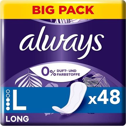Always Extra Protect Large 0% Long Panty Liners 48 Count