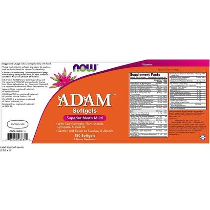 Now Foods Adam Superior Softgel Multivitamin For Men 180 Capsules
