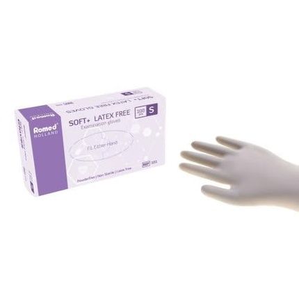 Romed Soft Latex-Free Examination Gloves 100 Pieces - Medium - White Vinyl