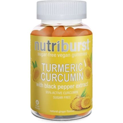 Nutriburst Turmeric Curcumin & Black Pepper Antioxidant Plant Based Sugar Free Chewable Supplements 60 Gummies