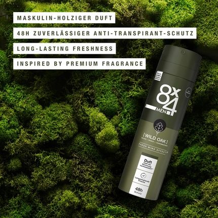 8X4 Men Wild Oak Deodorant Spray With Masculine Woody Scent 150Ml